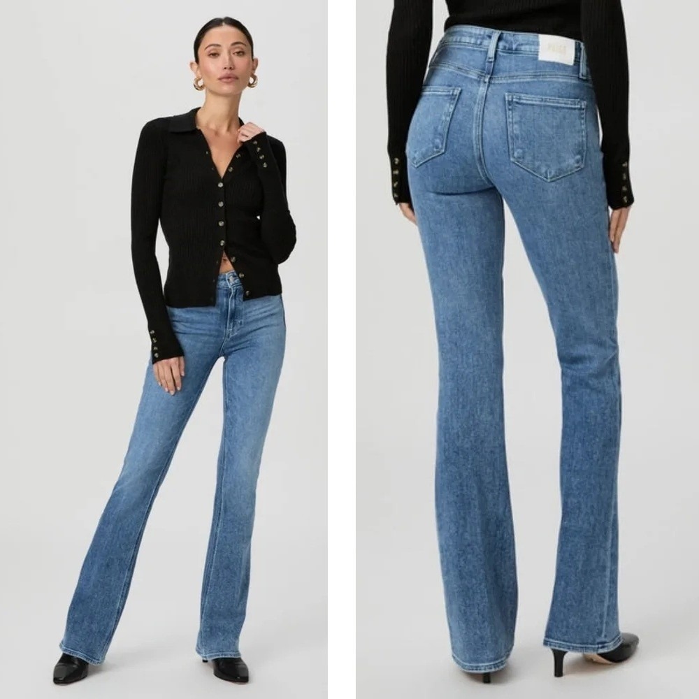 NWT Paige High Rise Laurel Canyon Bootcut Jeans Size 24P Bebop Light Wash